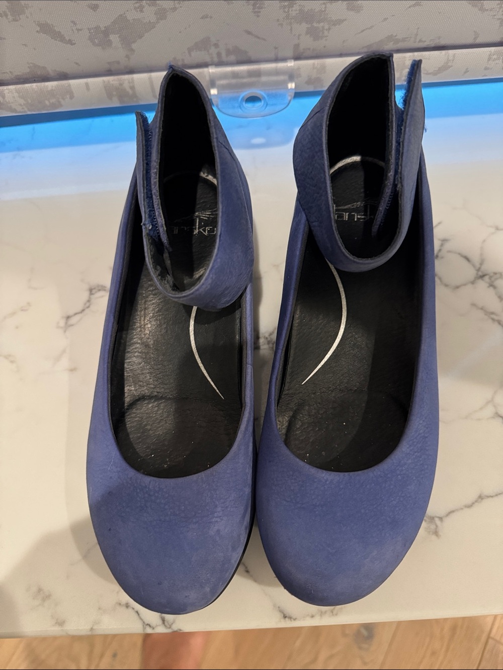 Dansko Blue Leather Ballet Wedge Shoes - Picture 2 of 7